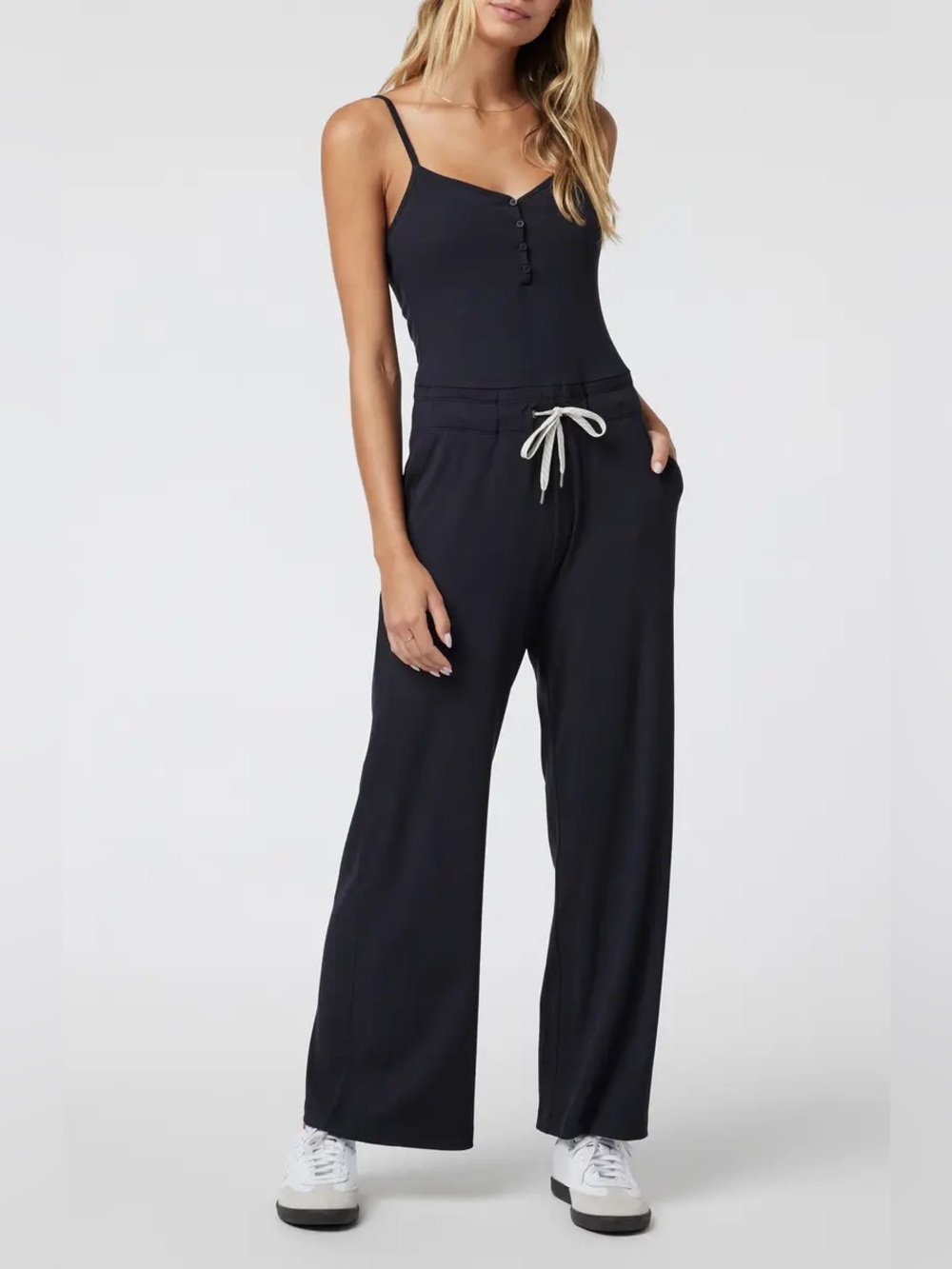 Vuori Pose Henley Wide Leg Jumpsuit